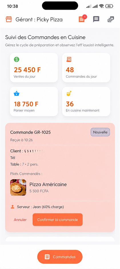 Écran Graye : suivi des commandes en cuisine pour un restaurant