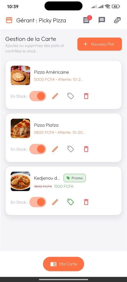 Écran Graye : un restaurant gère sa carte, ses plats et ses prix