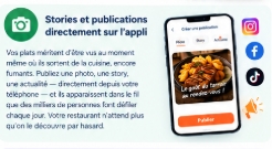 Stories et publications d'un restaurant partagées directement sur l'application Graye